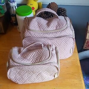 Quilted Light Pink Carry Bag Set - Women Bags